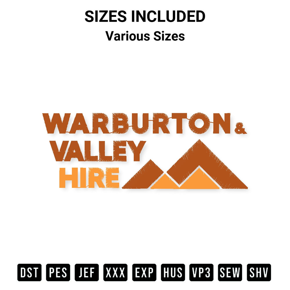 Discover the perfect addition to your crafting collection: Warburton And Valley Hire Embroidery Design embroidery file. Instantly available at Designspacks.com. Available sizes: Various Sizes.