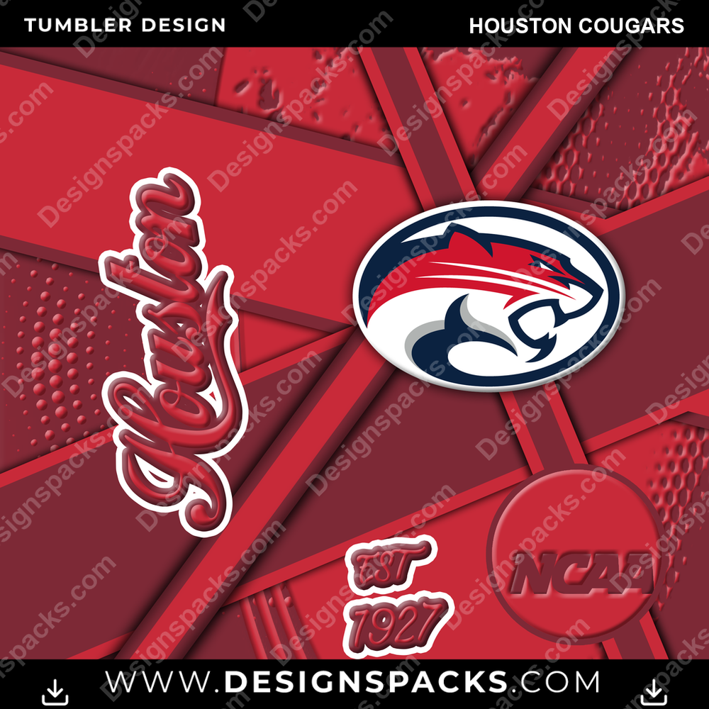 College Sport Team Sport Houston Cougars NCAA College Sport Tumbler Digital Wrap Design Download