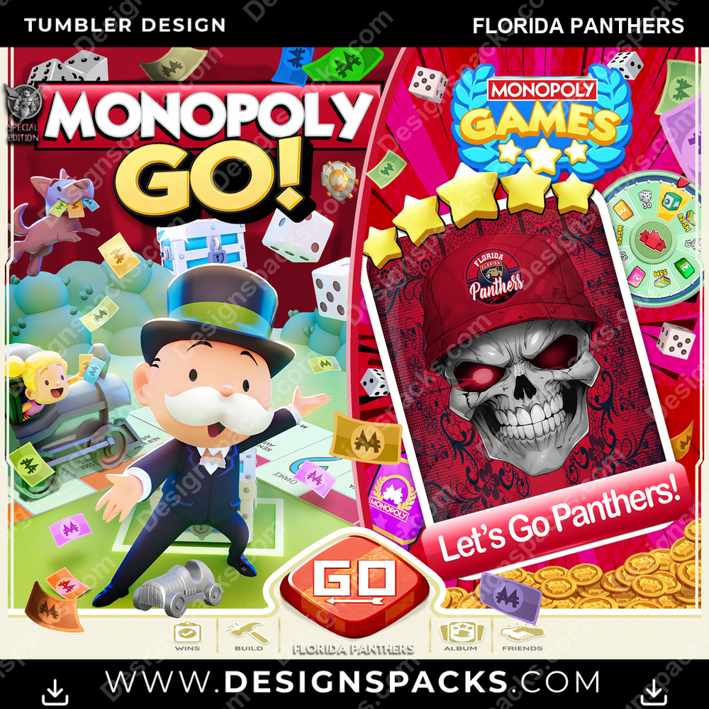 Ice Hockey Monopoly Go! Florida Panthers Tumbler Digital Wrap Design