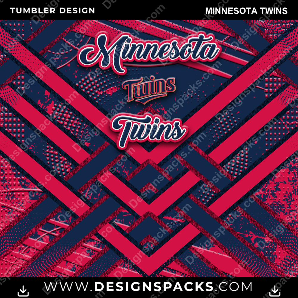 Baseball Glitter Stripe Minnesota Twins Tumbler Digital Wrap Design
