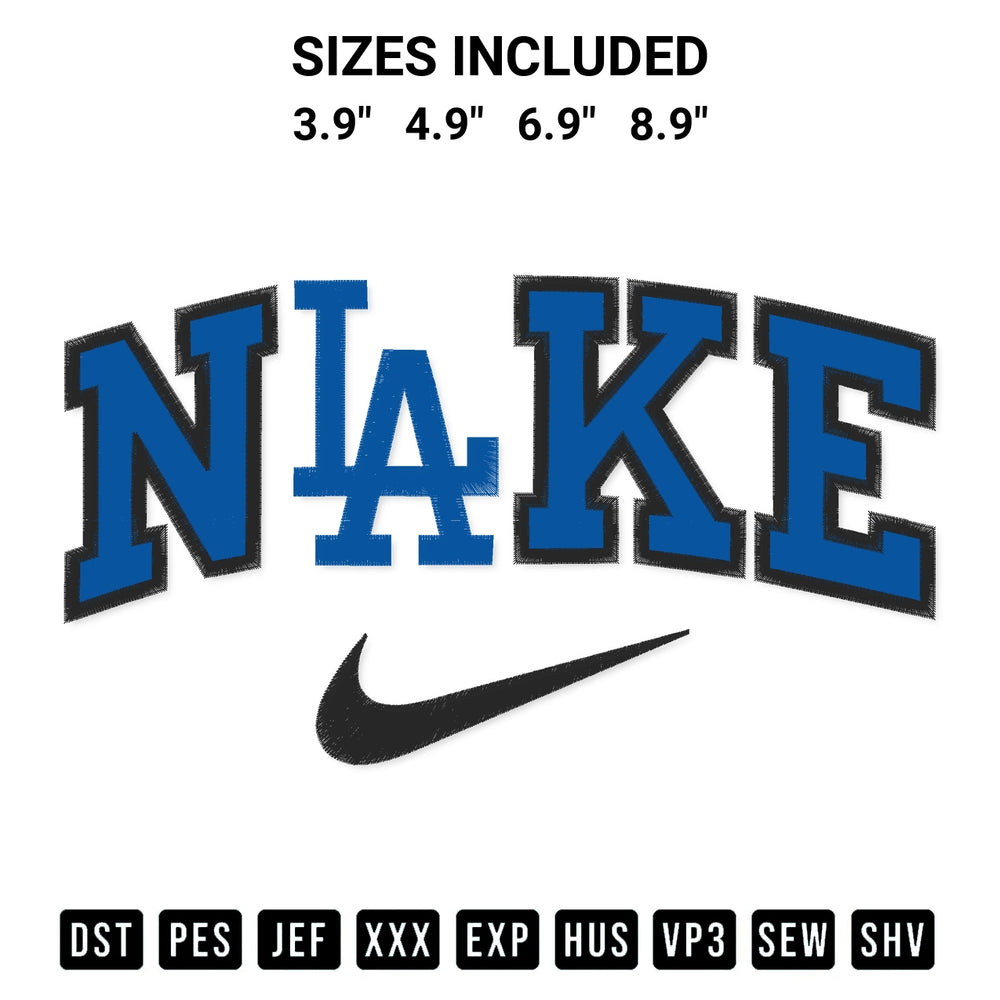 Add a unique touch to your apparel with the Los Angeles Dodgers X Nike Embroidery Design embroidery file. Premium instant download available now on Designspacks.com. Available sizes: 3.9", 4.9", 6.9", 8.9".