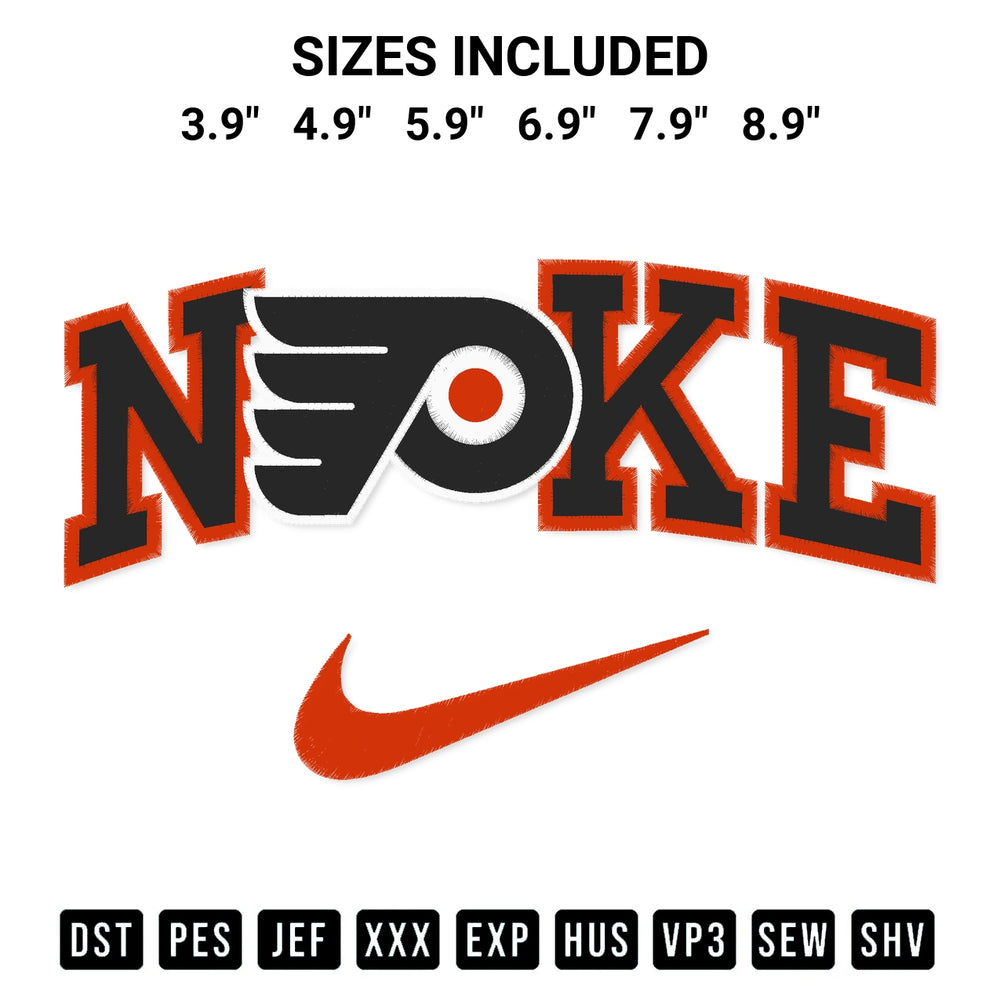 Transform your fabrics with the Nike Philadelphia Flyers Embroidery Design embroidery design. Instant access to premium digitized patterns at Designspacks.com. Available sizes: 3.9", 4.9", 5.9", 6.9", 7.9", 8.9".