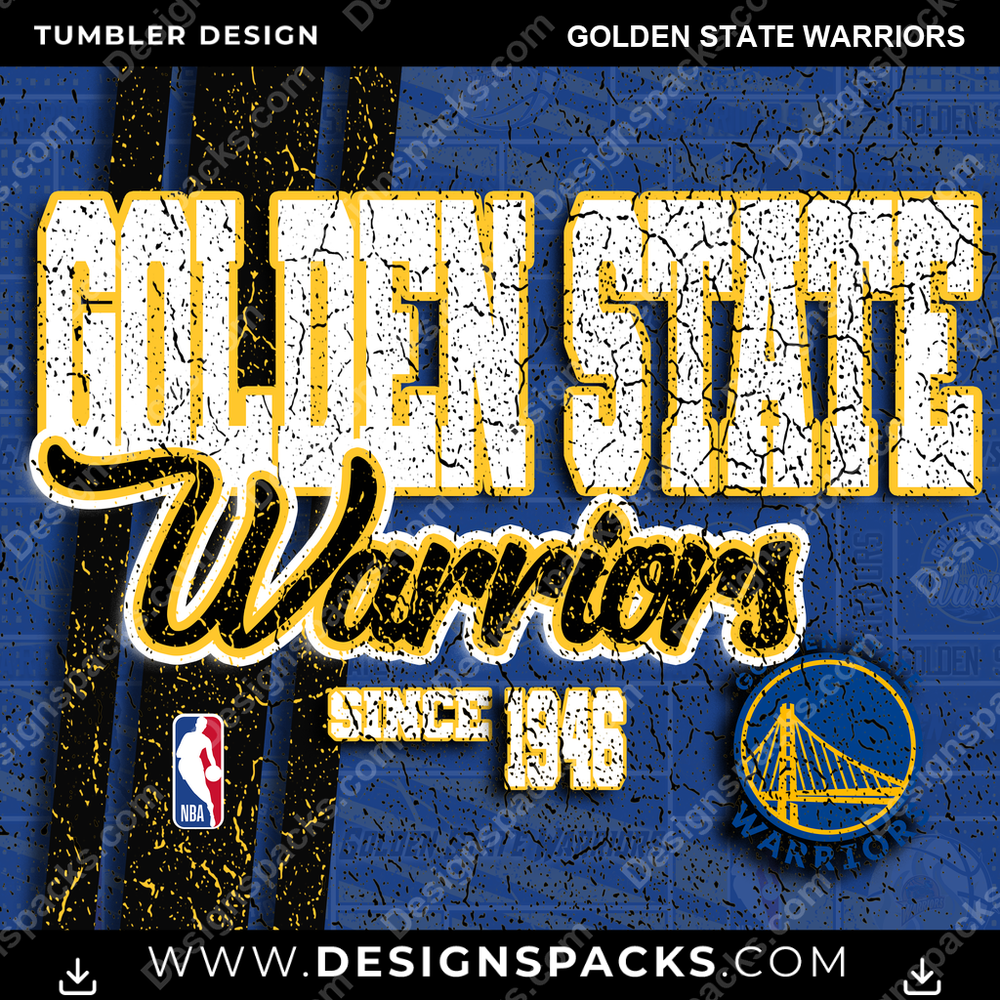 Basketball Grunge Golden State Warriors Tumbler Digital Wrap Design