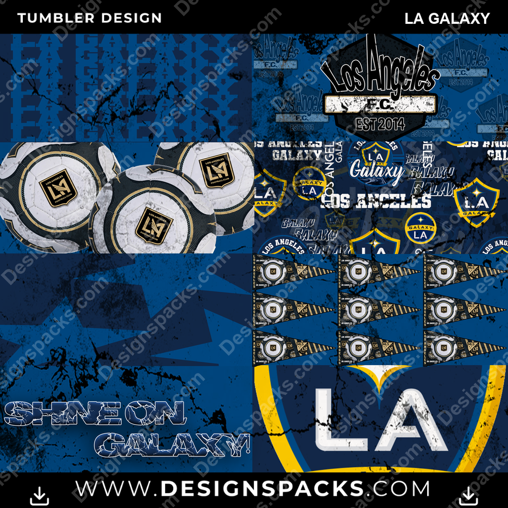 Soccer Distressed BG LA Galaxy Tumbler Digital Wrap Design