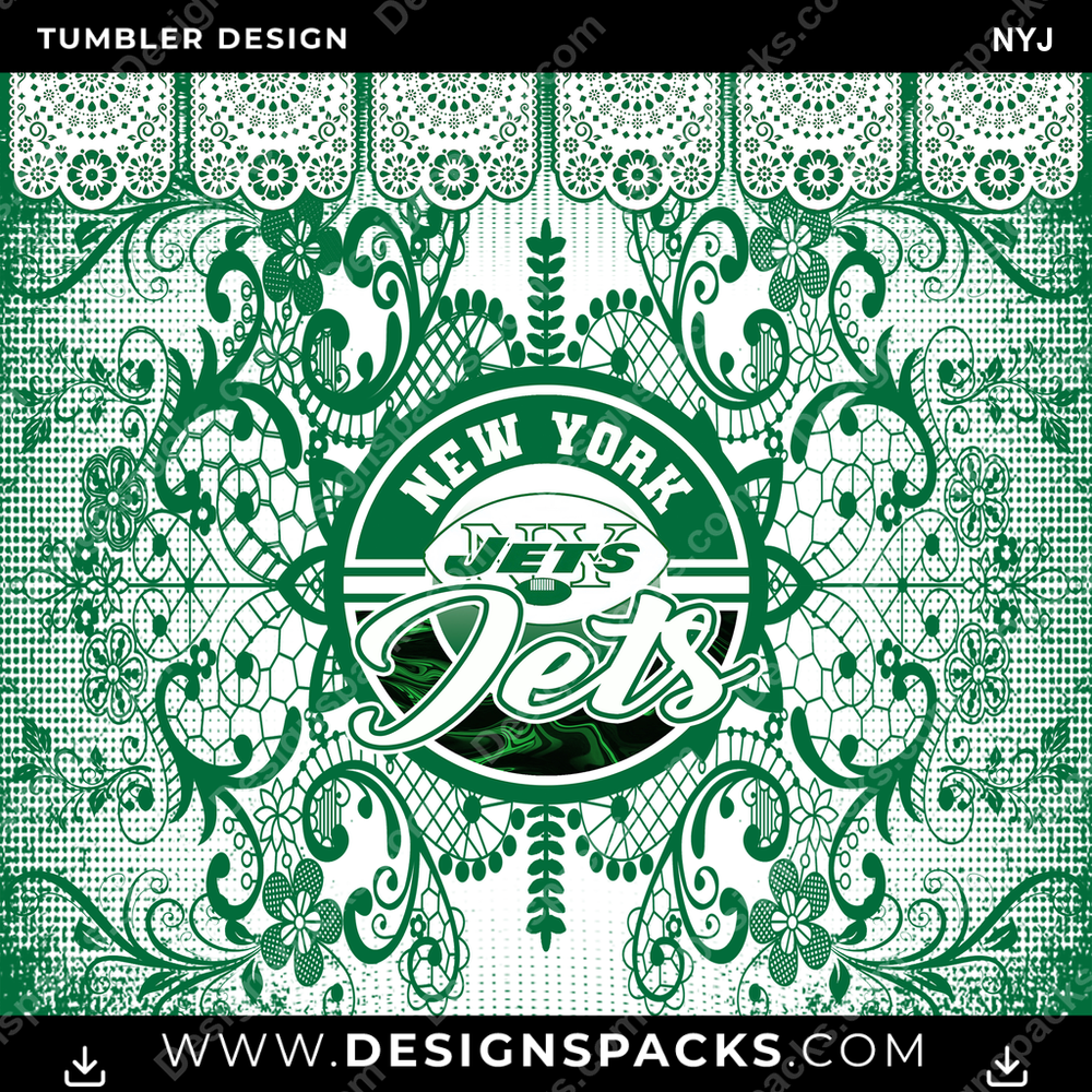 Football Lace & Logo NYJ NFL Football Tumbler Digital Wrap Design Download