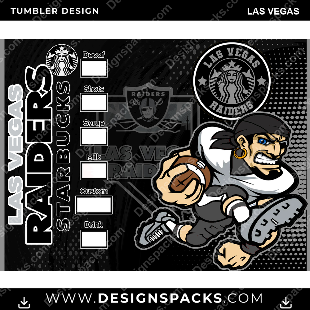 Football Starbucks Las Vegas NFL Football Tumbler Digital Wrap Design Download