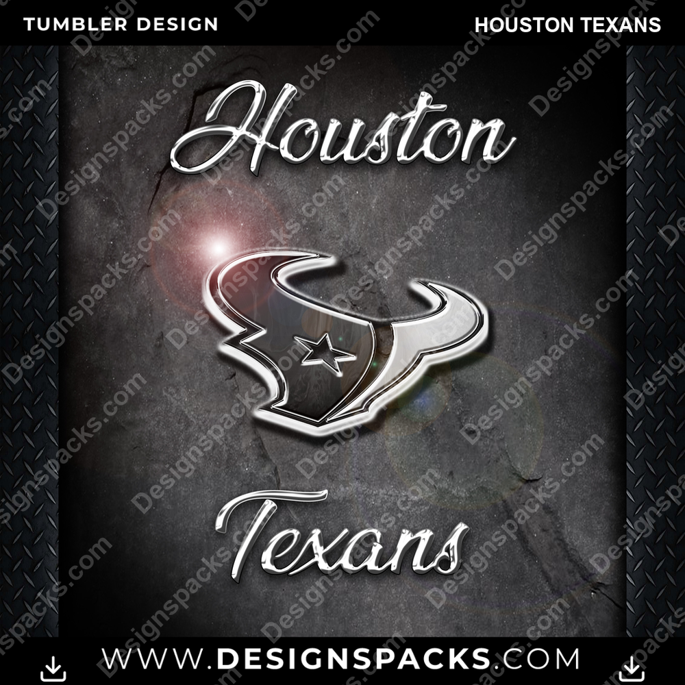 Football Chrome Houston Texans Tumbler Digital Wrap Design
