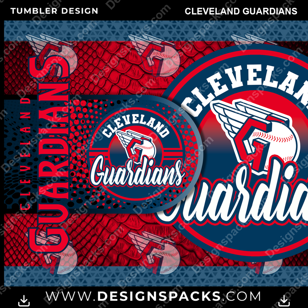 Baseball Hyper Cleveland Guardians Tumbler Digital Wrap Design