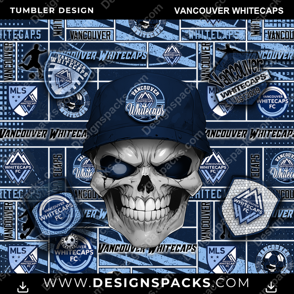Soccer Skull Vancouver Whitecaps Tumbler Digital Wrap Design