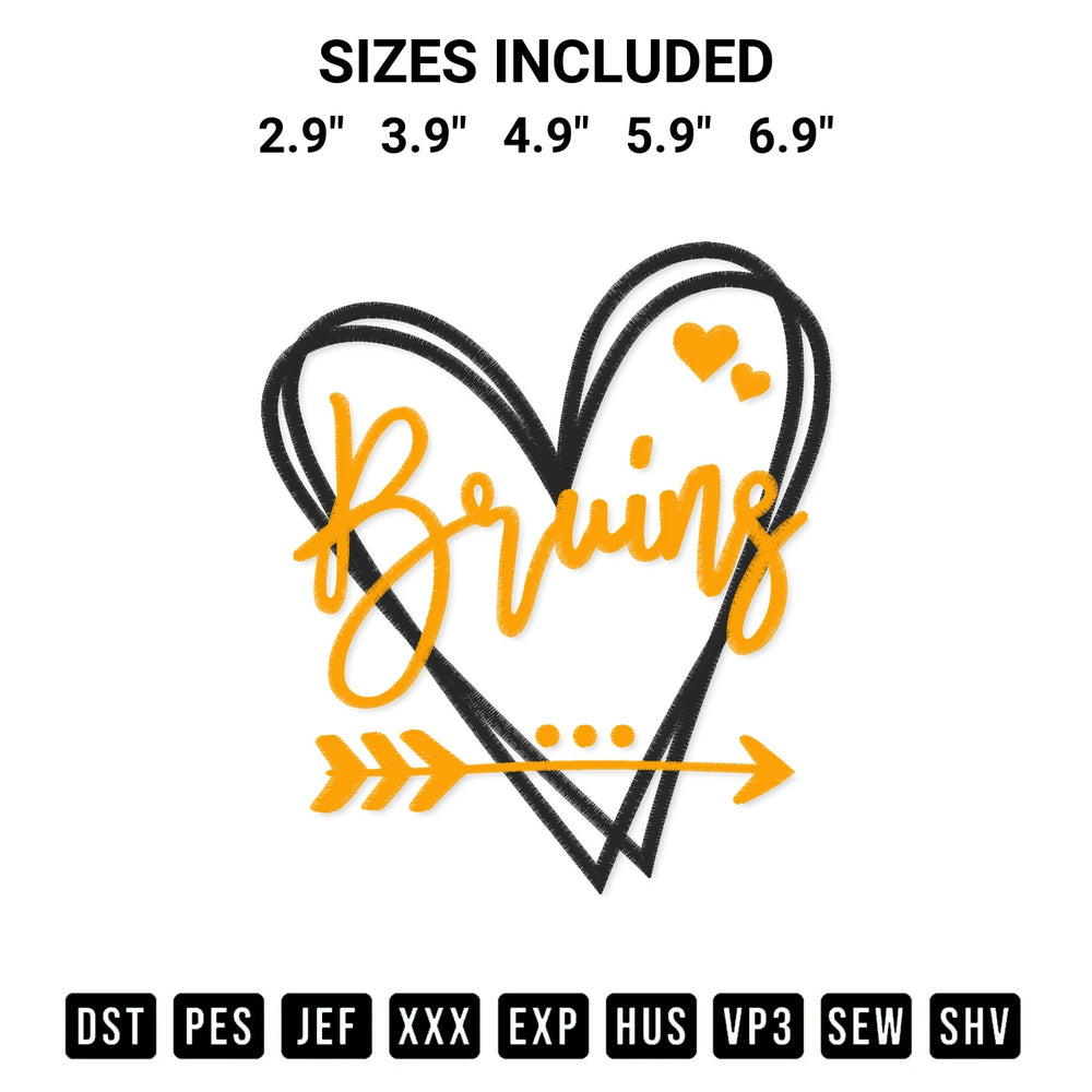 Stitch like a pro with the Boston Bruins Heart Embroidery Design embroidery pattern from Designspacks.com. High-quality digital machine embroidery file. Available sizes: 2.9", 3.9", 4.9", 5.9", 6.9".