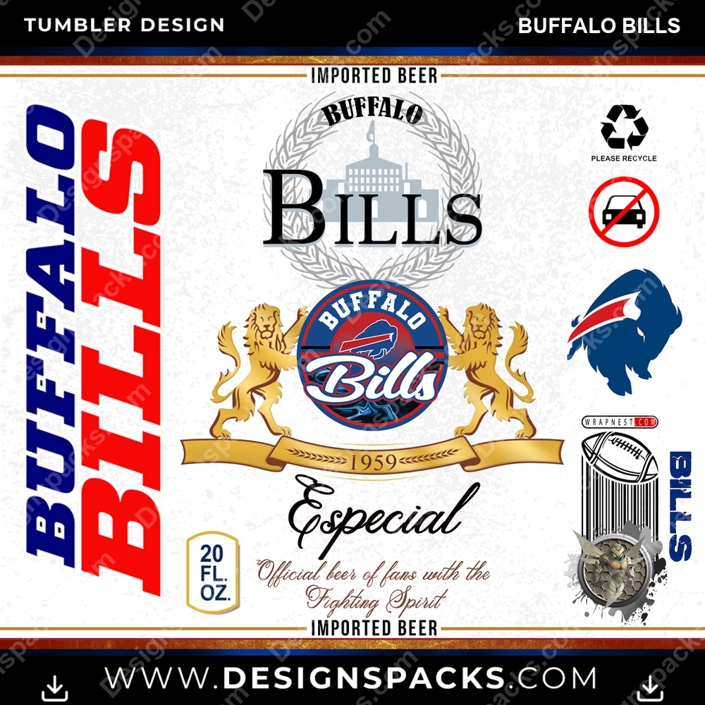 Football Modelo Buffalo Bills Tumbler Digital Wrap Design