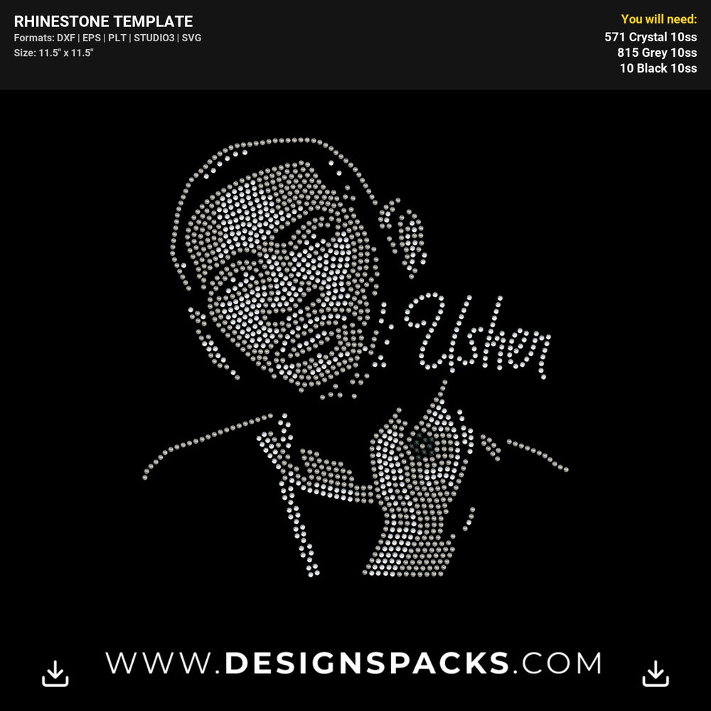 Usher Portrait Rhinestone Digital Template