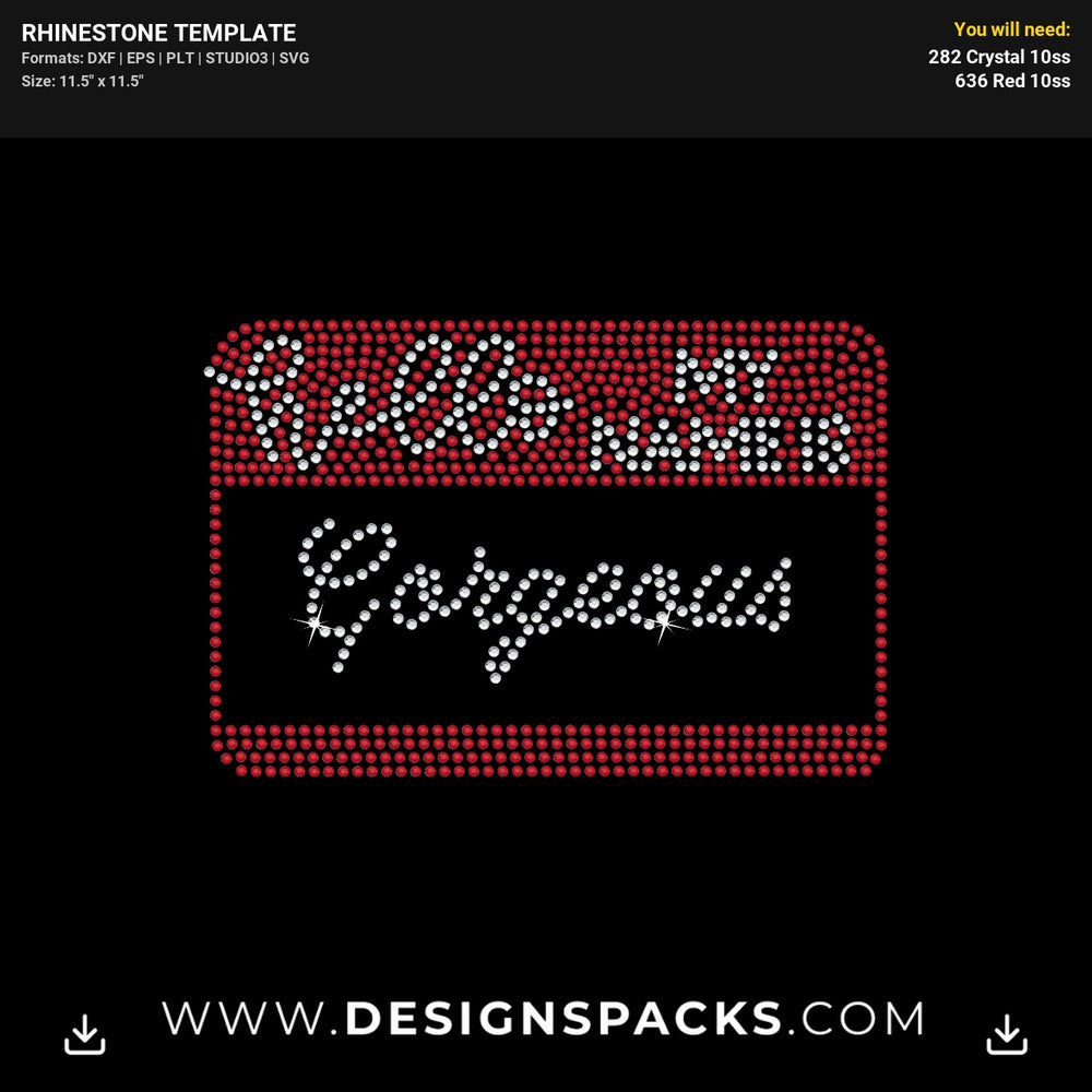 Hello Name Gorgeous Rhinestone Digital Template