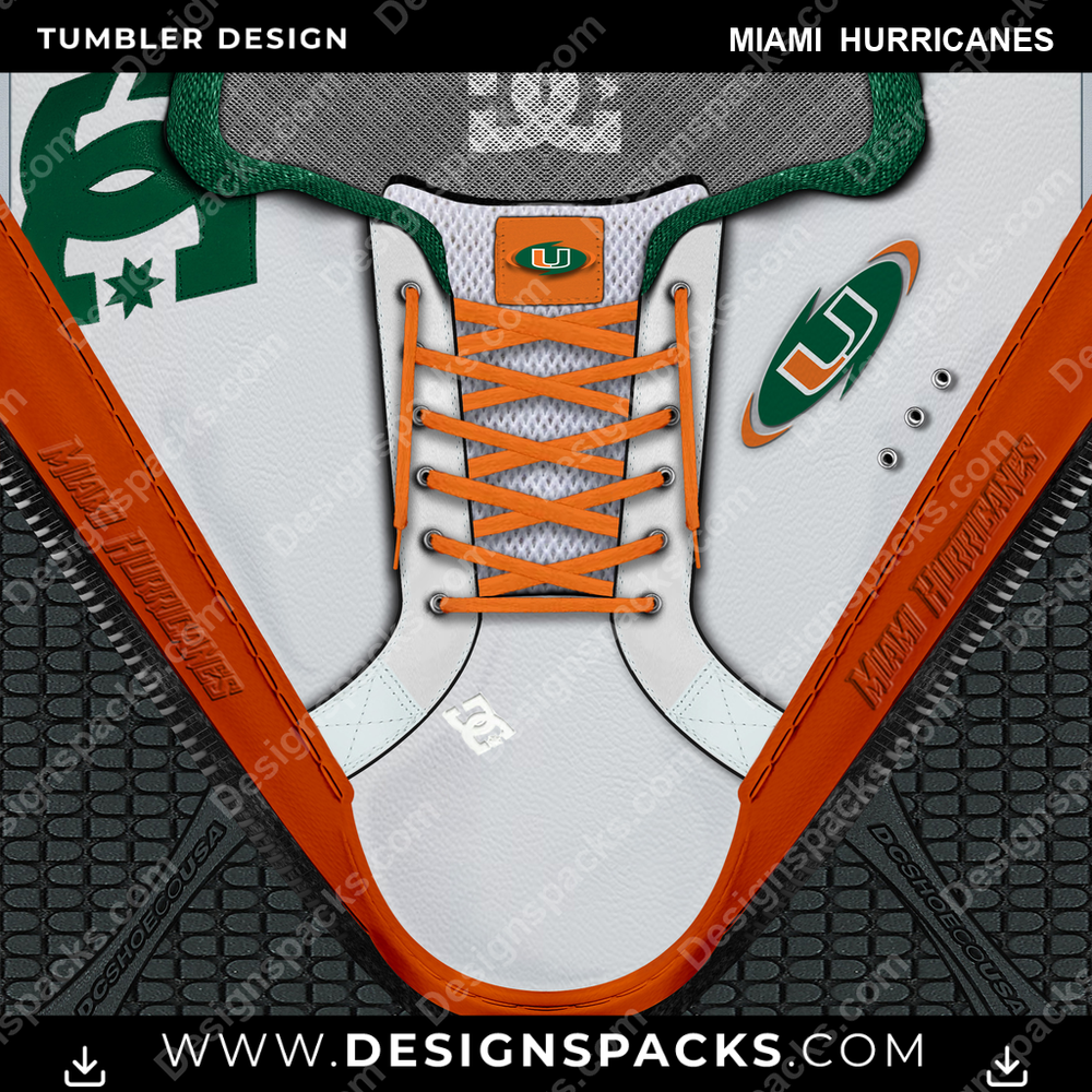College Sport DC Sneaker Miami Hurricanes Tumbler Digital Wrap Design