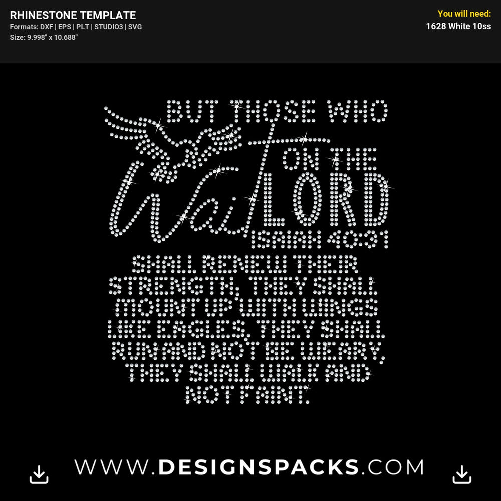 Isaiah 40 Wait Lord Eagle Rhinestone Digital Template