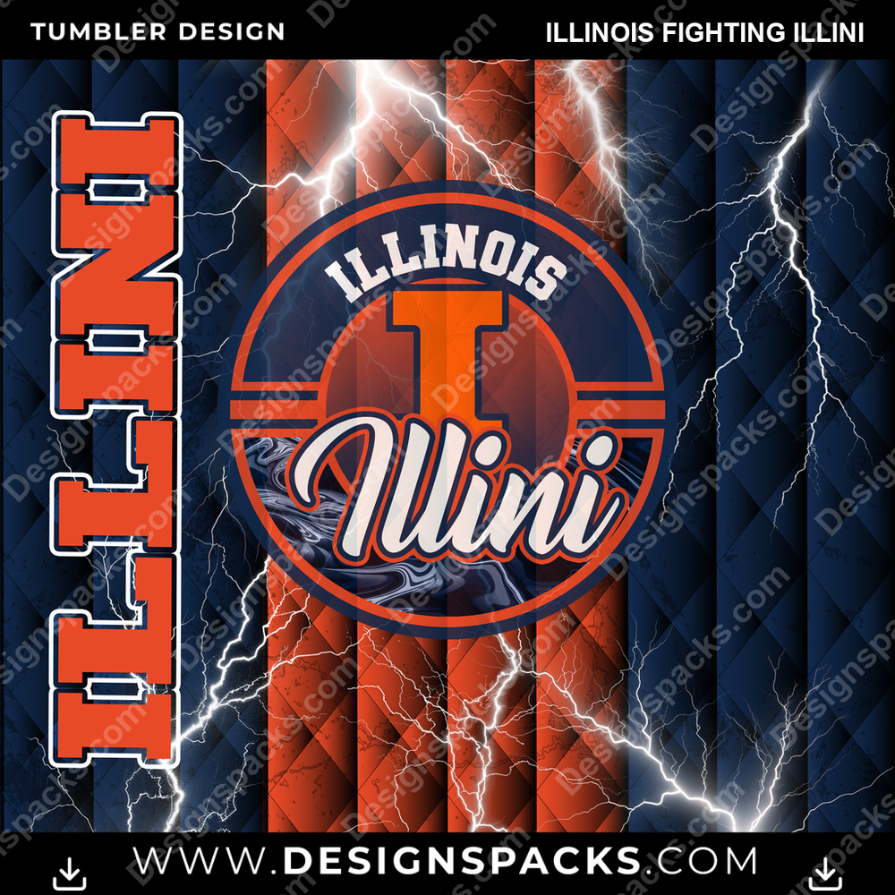College Sport Diamond Illinois Fighting Illini NCAA College Sport Tumbler Digital Wrap Design Download