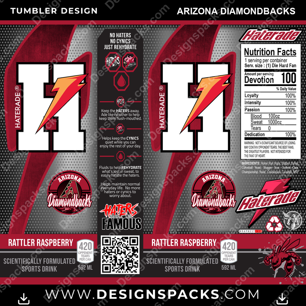 Baseball Haterade Arizona Diamondbacks Tumbler Digital Wrap Design