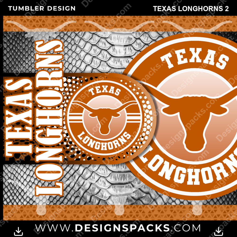 College Sport Hyper Texas Longhorns 2 Tumbler Digital Wrap Design