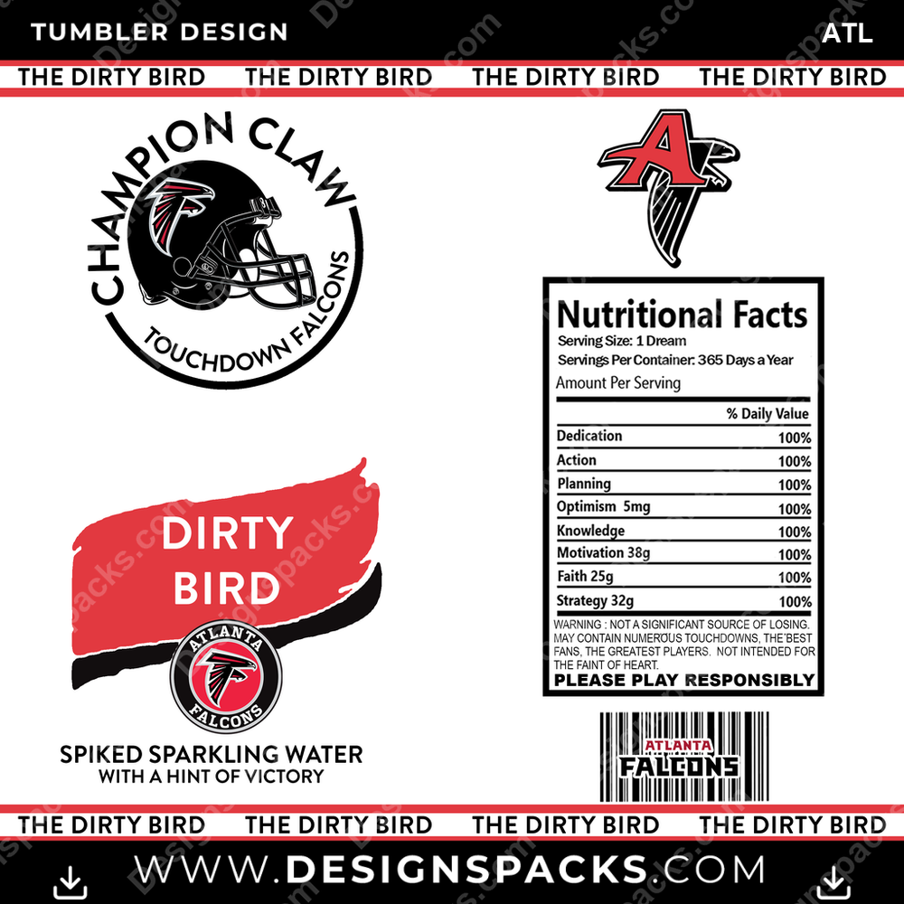 Football White Claw ATL Tumbler Digital Wrap Design