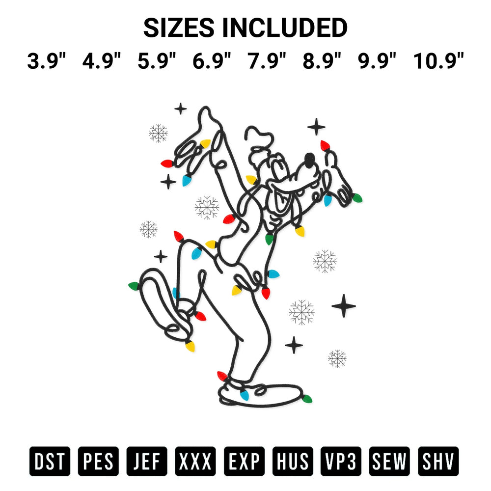 Create amazing crafts with the Pattern Goofy Christmas Lights Embroidery Design embroidery file. High-quality digital download from Designspacks.com, perfect for beginners and pros. Available sizes: 3.9", 4.9", 5.9", 6.9", 7.9", 8.9", 9.9", 10.9".
