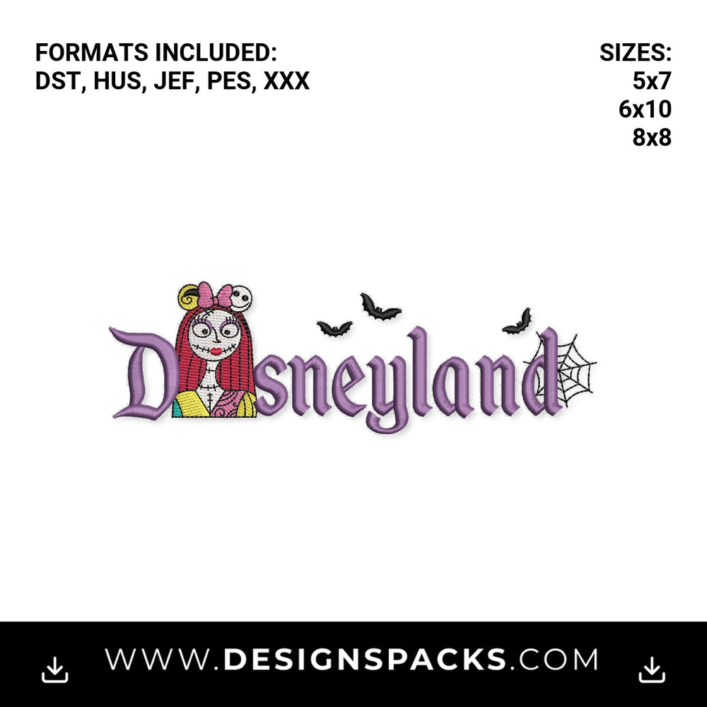 Halloween Disneyland Sally Spooky Logo Embroidery Design - Instant digital download pattern at Designspacks.com