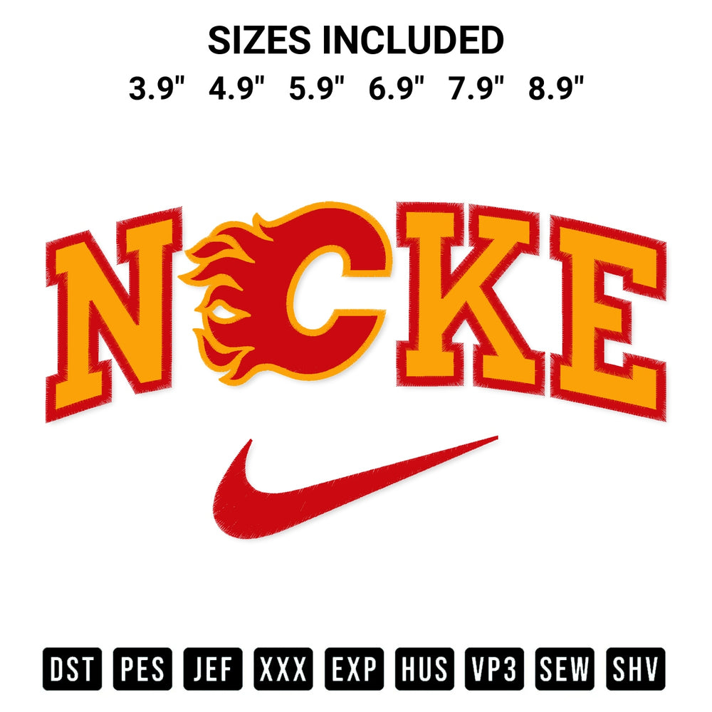 Elevate your next project with our Nike Calgary Flames Embroidery Design embroidery file. Shop high-quality digital patterns instantly at Designspacks.com. Available sizes: 3.9", 4.9", 5.9", 6.9", 7.9", 8.9".