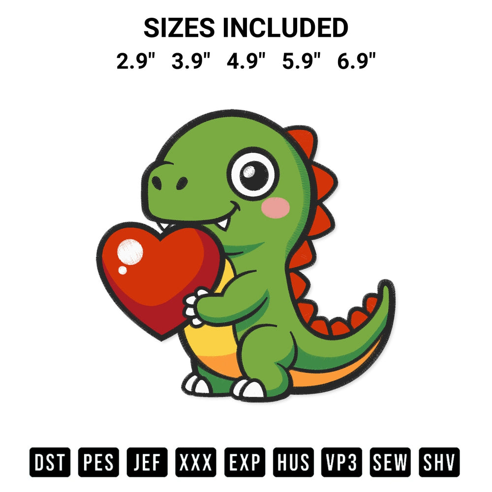 Looking for the perfect pattern? Download the Dinosaur Heart Embroidery Design embroidery design today at Designspacks.com. Crisp, clean stitching guaranteed. Available sizes: 2.9", 3.9", 4.9", 5.9", 6.9".