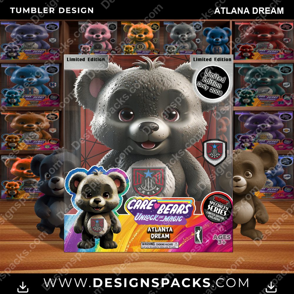 Basketball Care Bear Box Atlana Dream NBA Basketball Tumbler Digital Wrap Design Download