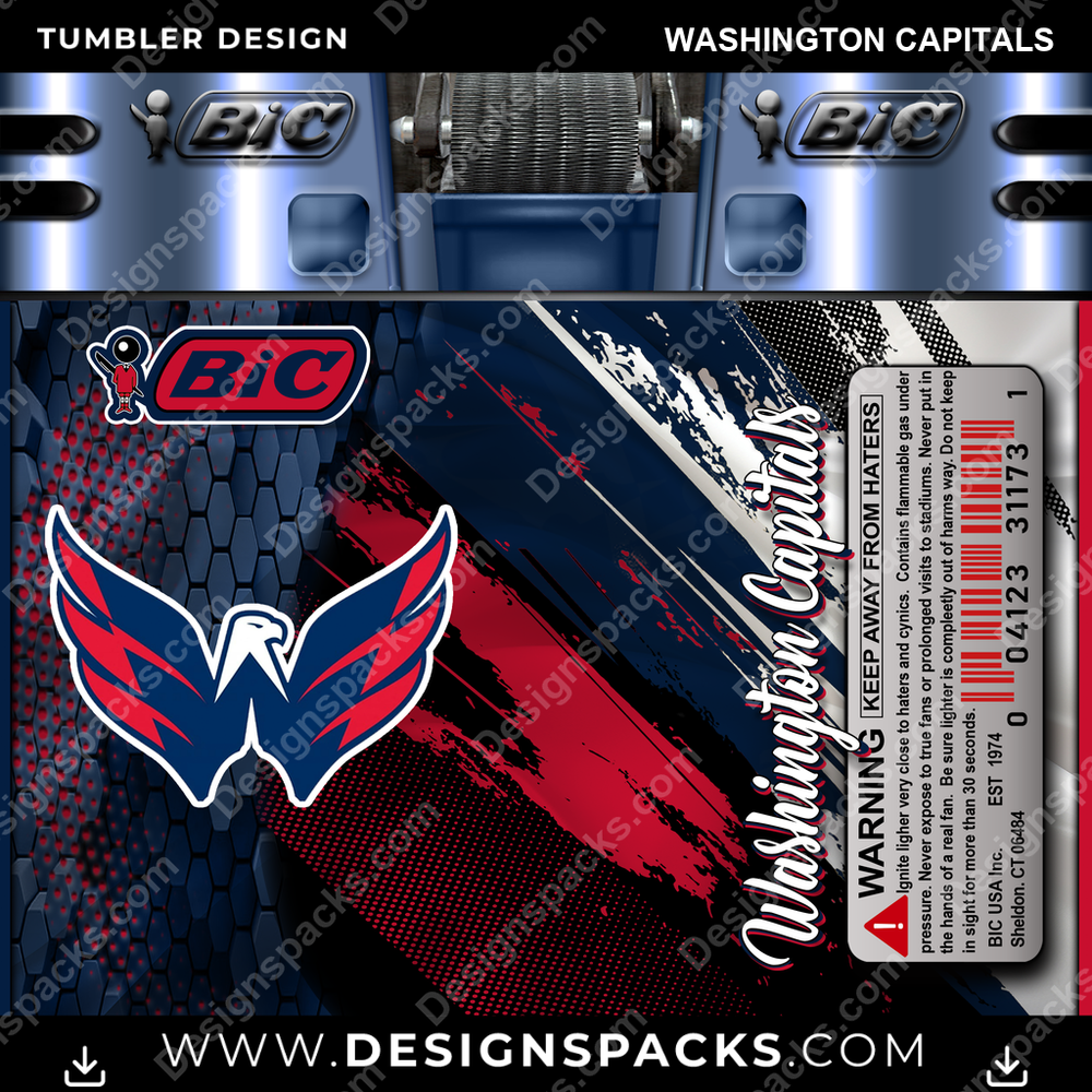 Hockey BIC Lighter Washington Capitals Tumbler Digital Wrap Design