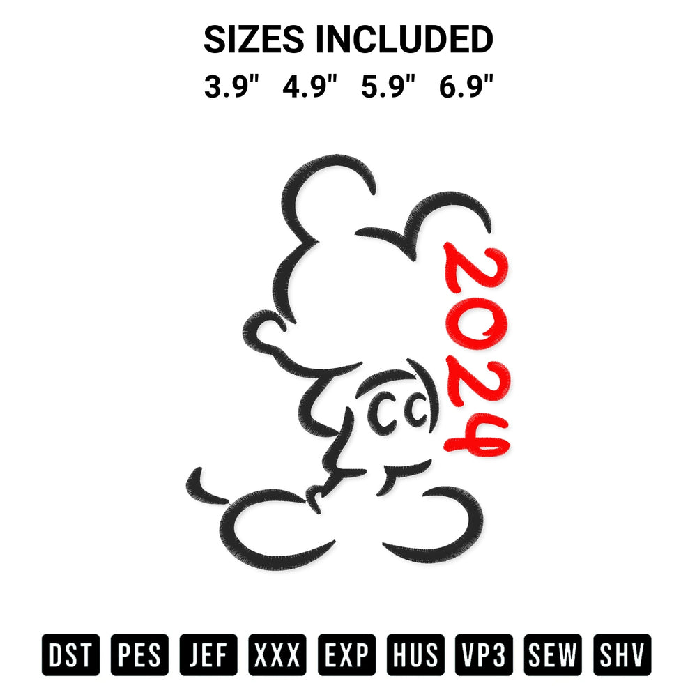 Shop the Mickey 2024 Embroidery Design machine embroidery pattern at Designspacks.com. Beautifully digitized for flawless stitching on any fabric. Available sizes: 3.9", 4.9", 5.9", 6.9".