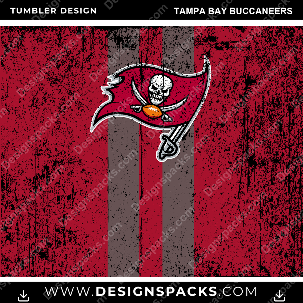 Football Grunge Style Tampa Bay Buccaneers Tumbler Digital Wrap Design
