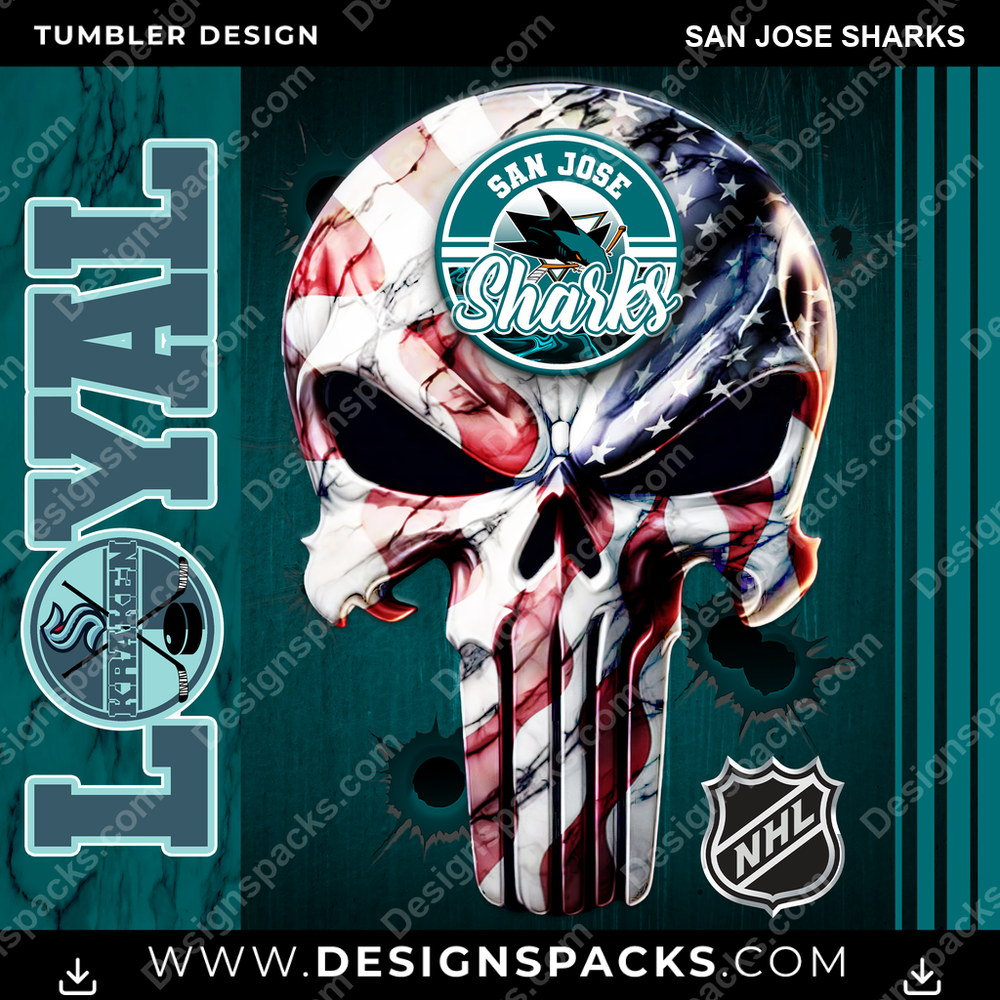 Hockey Loyal San Jose Sharks Tumbler Digital Wrap Design