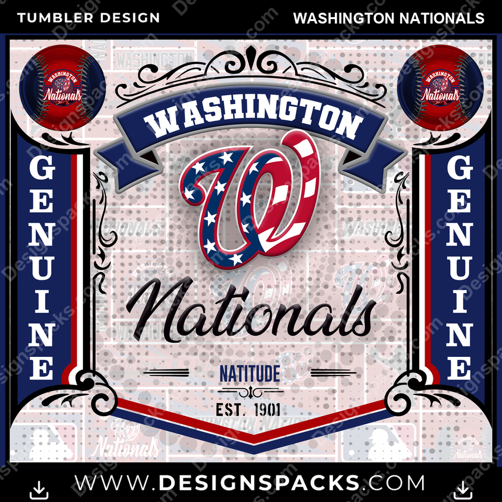 Baseball Bud Washington Nationals Tumbler Digital Wrap Design