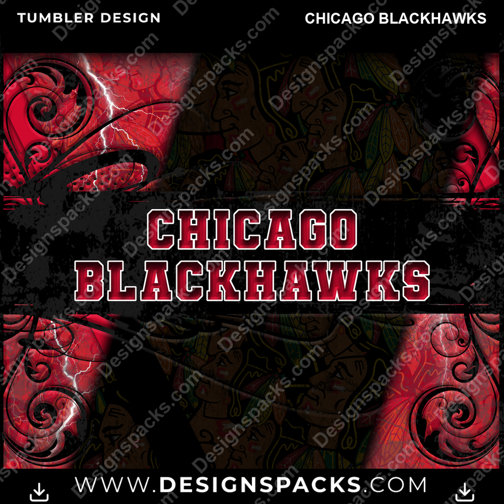 Hockey Elegant Chicago Blackhawks Tumbler Digital Wrap Design