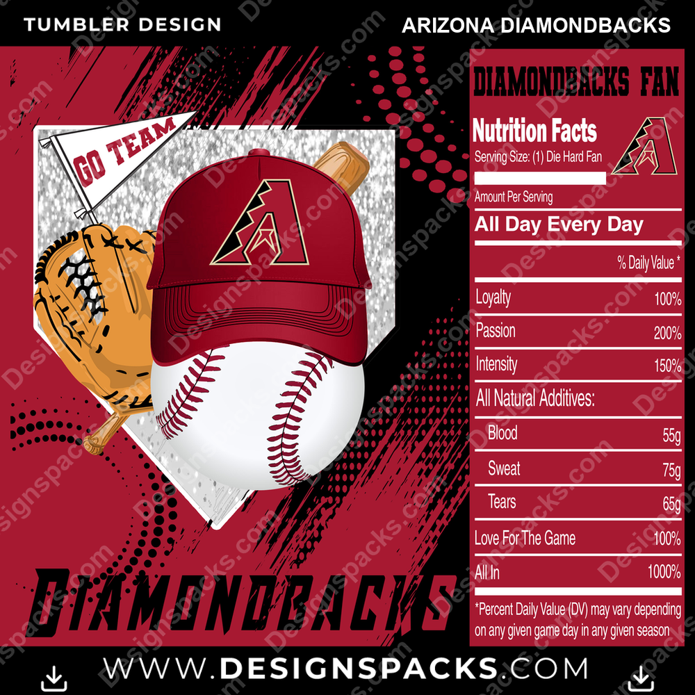 Baseball Team Fan Arizona Diamondbacks Tumbler Digital Wrap Design