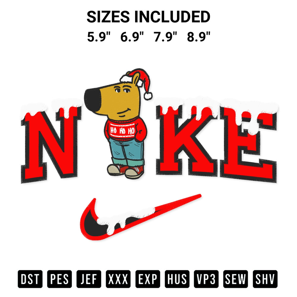 Transform your fabrics with the Chill Guy Christmas X Nike Embroidery Design embroidery design. Instant access to premium digitized patterns at Designspacks.com. Available sizes: 5.9", 6.9", 7.9", 8.9".
