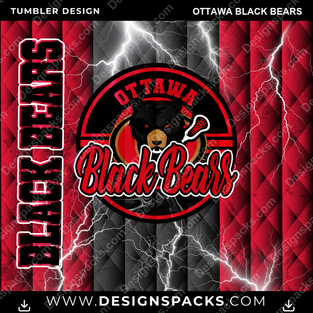Lacrosse Diamond Ottawa Black Bears Tumbler Digital Wrap Design