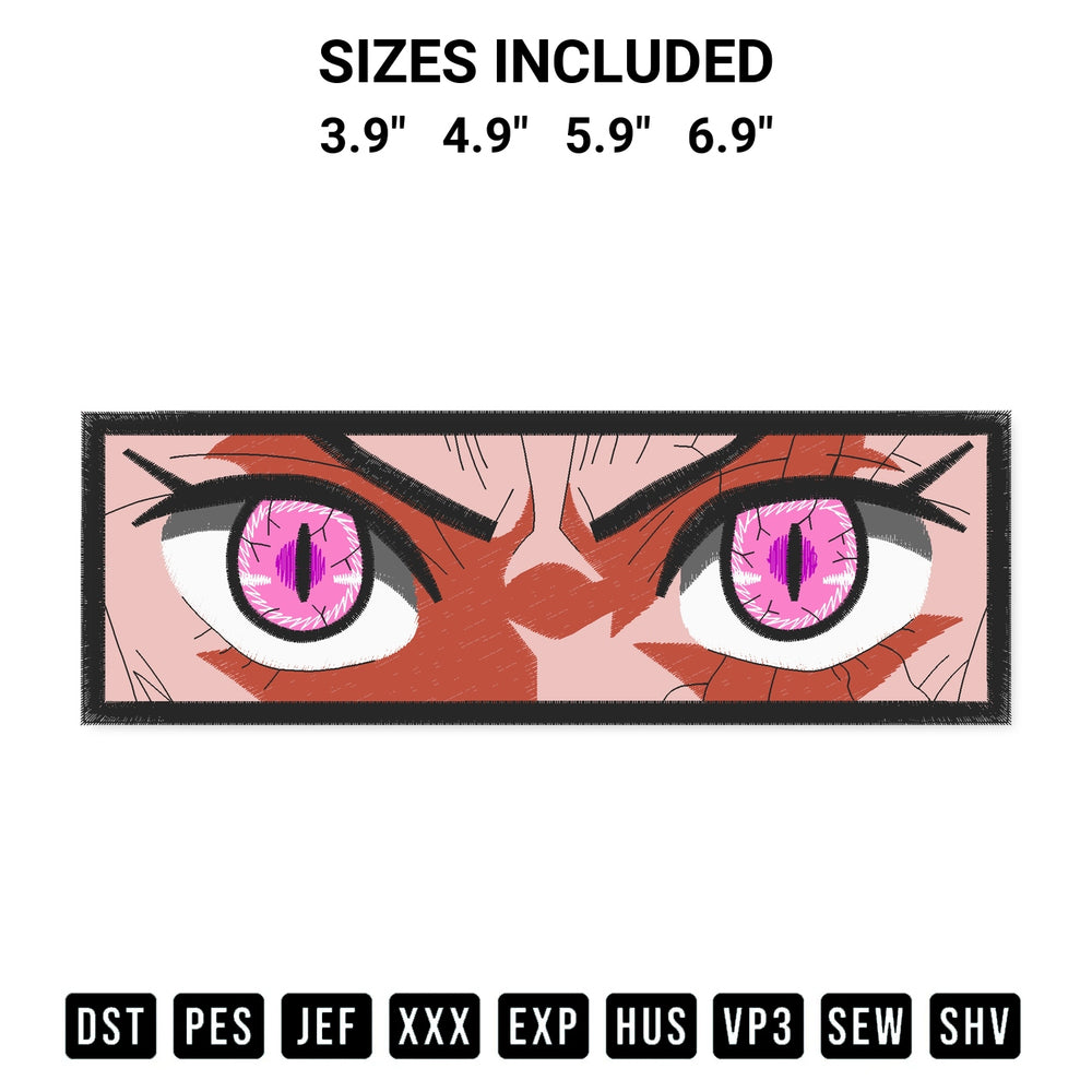 Discover the perfect addition to your crafting collection: Nezuko Eyes Embroidery Design embroidery file. Instantly available at Designspacks.com. Available sizes: 3.9", 4.9", 5.9", 6.9".