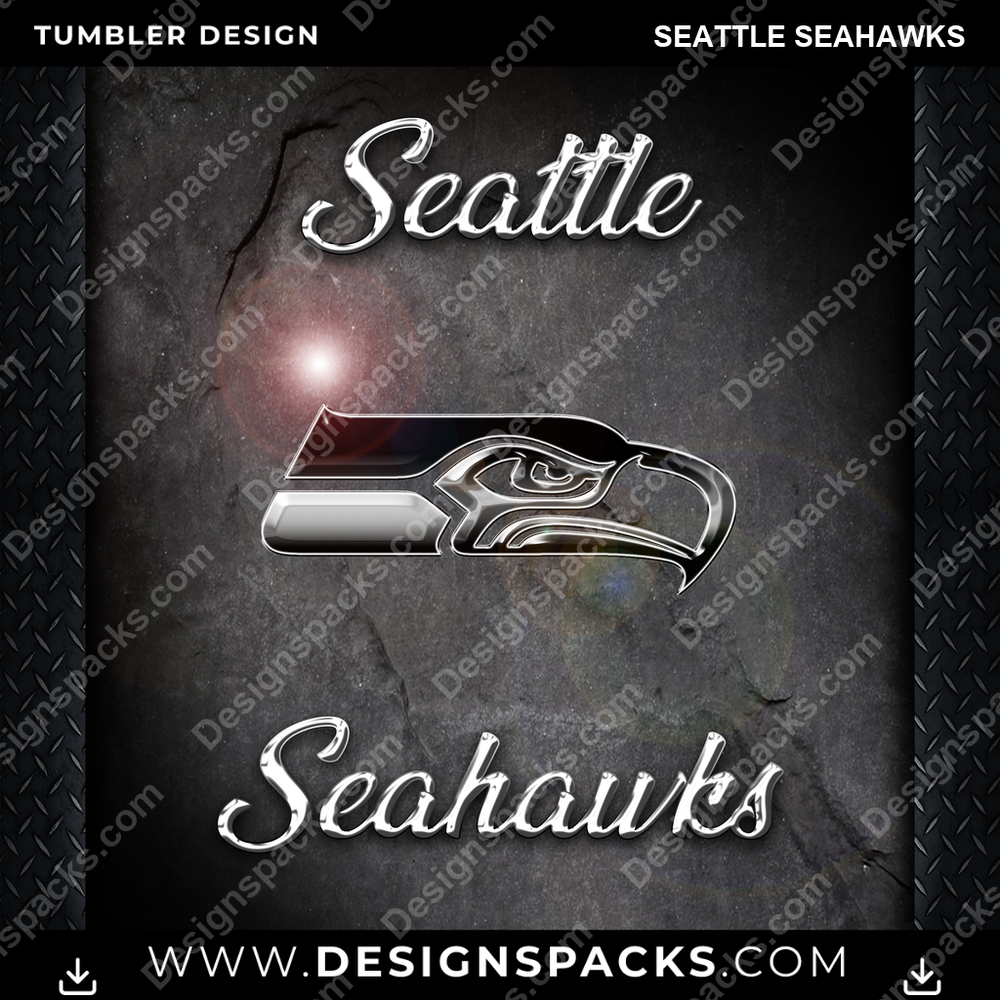 Football Chrome Seattle Seahawks Tumbler Digital Wrap Design