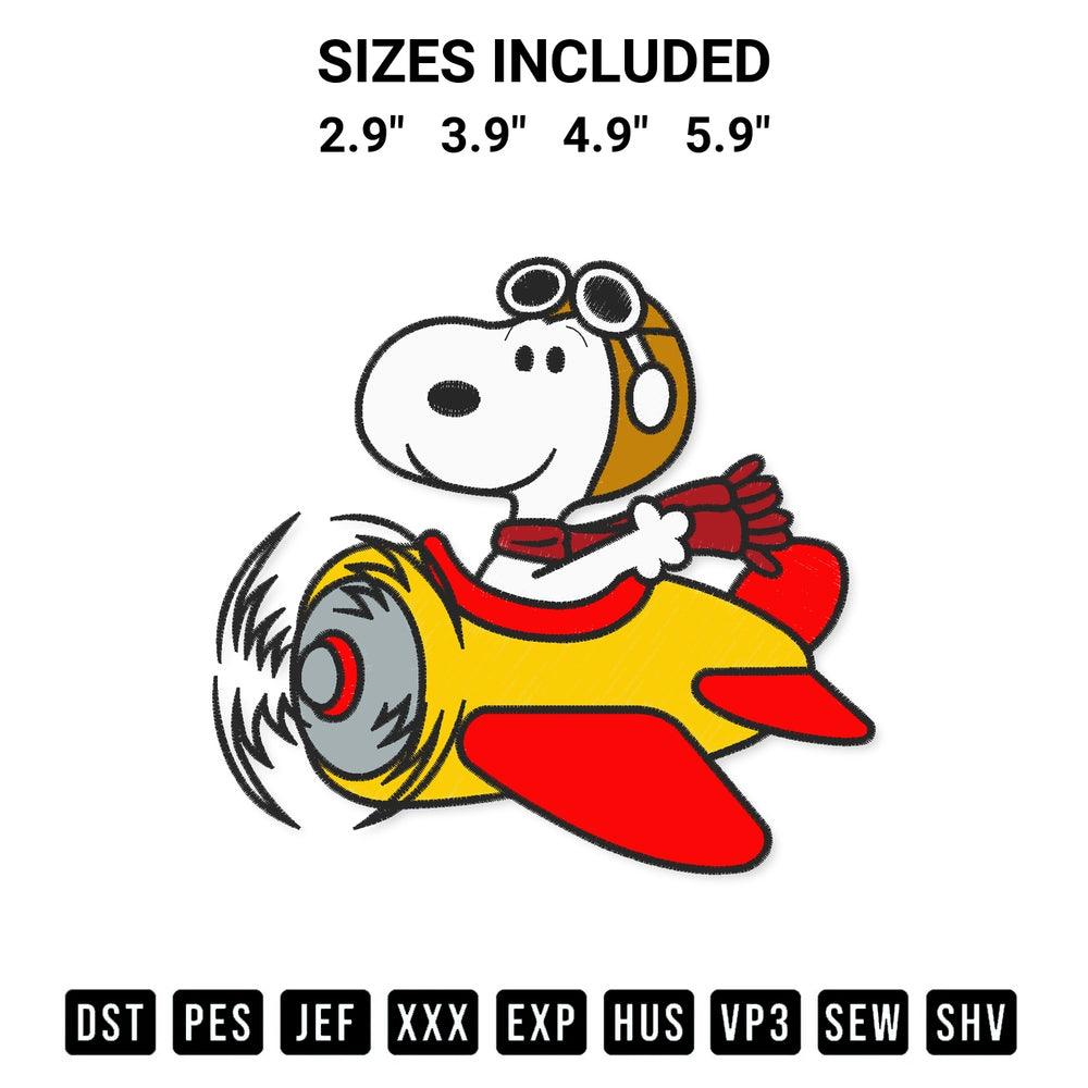 Looking for the perfect pattern? Download the Snoopy Flying An Airplane Embroidery Design embroidery design today at Designspacks.com. Crisp, clean stitching guaranteed. Available sizes: 2.9", 3.9", 4.9", 5.9".