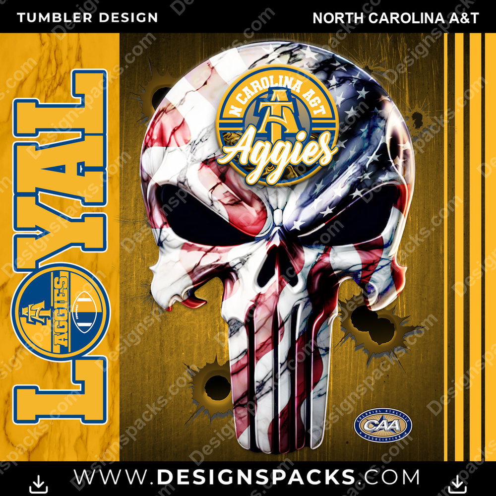 College Sport Loyal North Carolina A&T NCAA College Sport Tumbler Digital Wrap Design Download
