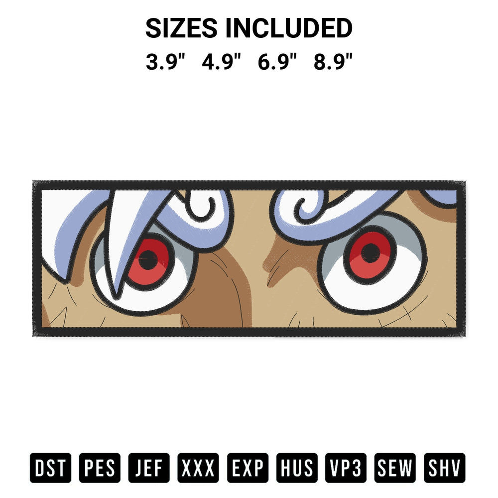Elevate your next project with our Luffy G5 Eyes Embroidery Design embroidery file. Shop high-quality digital patterns instantly at Designspacks.com. Available sizes: 3.9", 4.9", 6.9", 8.9".