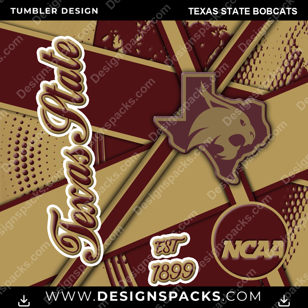 College Sport Team Sport Texas State Bobcats NCAA College Sport Tumbler Digital Wrap Design Download