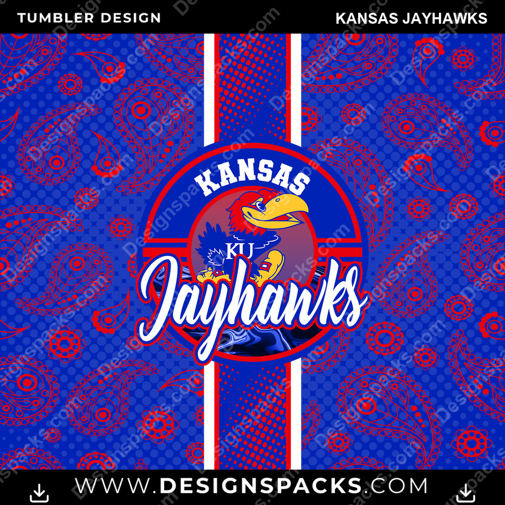 College Sport Handkerchief Kansas Jayhawks NCAA College Sport Tumbler Digital Wrap Design Download
