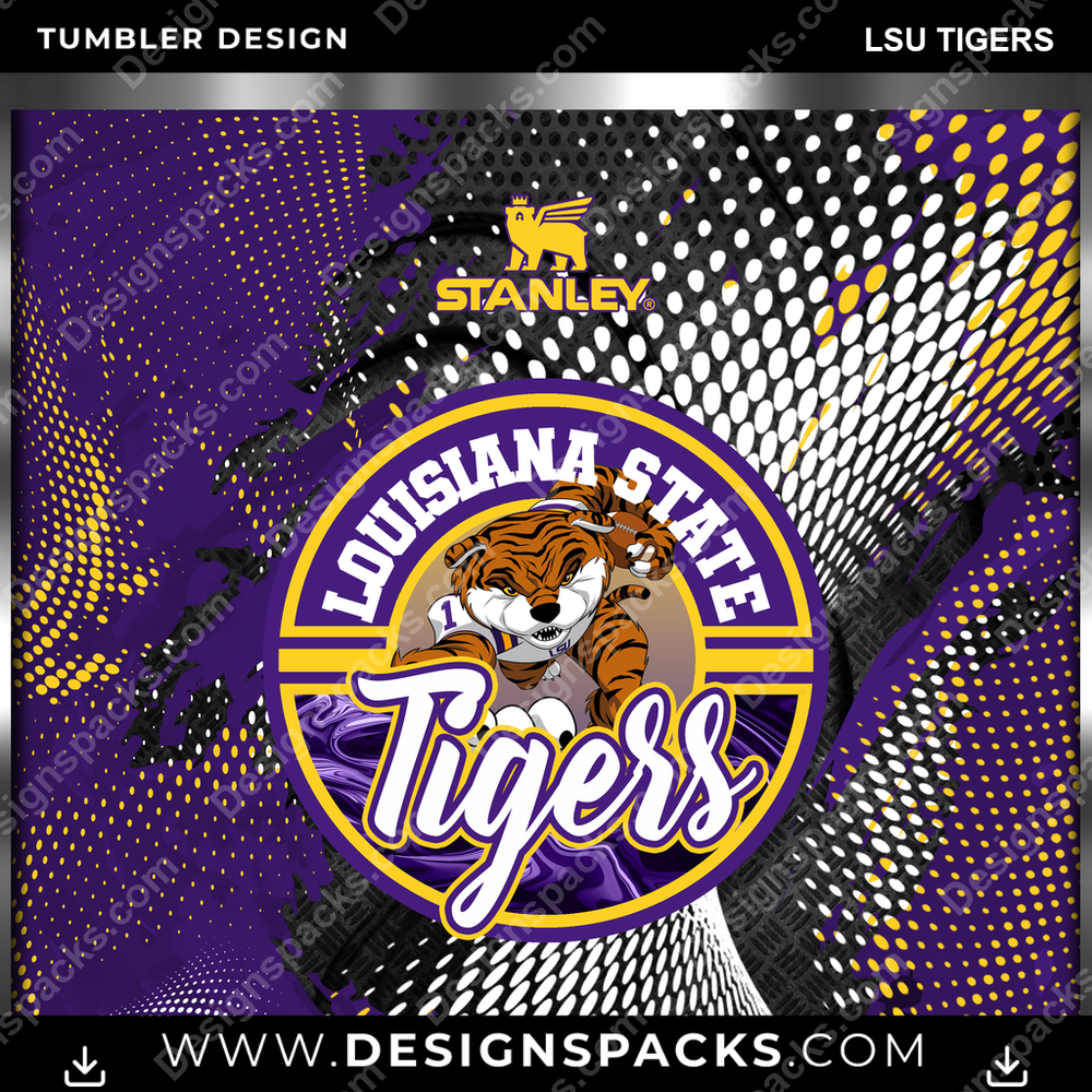 College Sport Stanley LSU Tigers NCAA College Sport Tumbler Digital Wrap Design Download