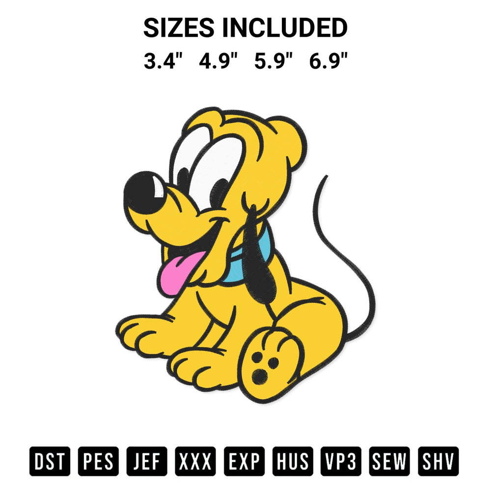 Elevate your next project with our Pluto Disney Cute Embroidery Design embroidery file. Shop high-quality digital patterns instantly at Designspacks.com. Available sizes: 3.4", 4.9", 5.9", 6.9".