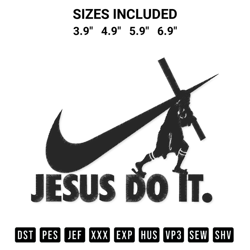 Stitch like a pro with the Jesus Do It Embroidery Design embroidery pattern from Designspacks.com. High-quality digital machine embroidery file. Available sizes: 3.9", 4.9", 5.9", 6.9".