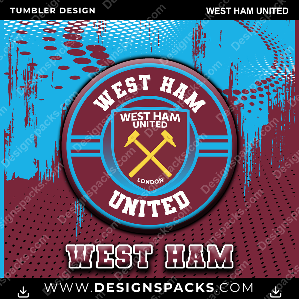 Soccer UK Dot Logo West Ham United Tumbler Digital Wrap Design