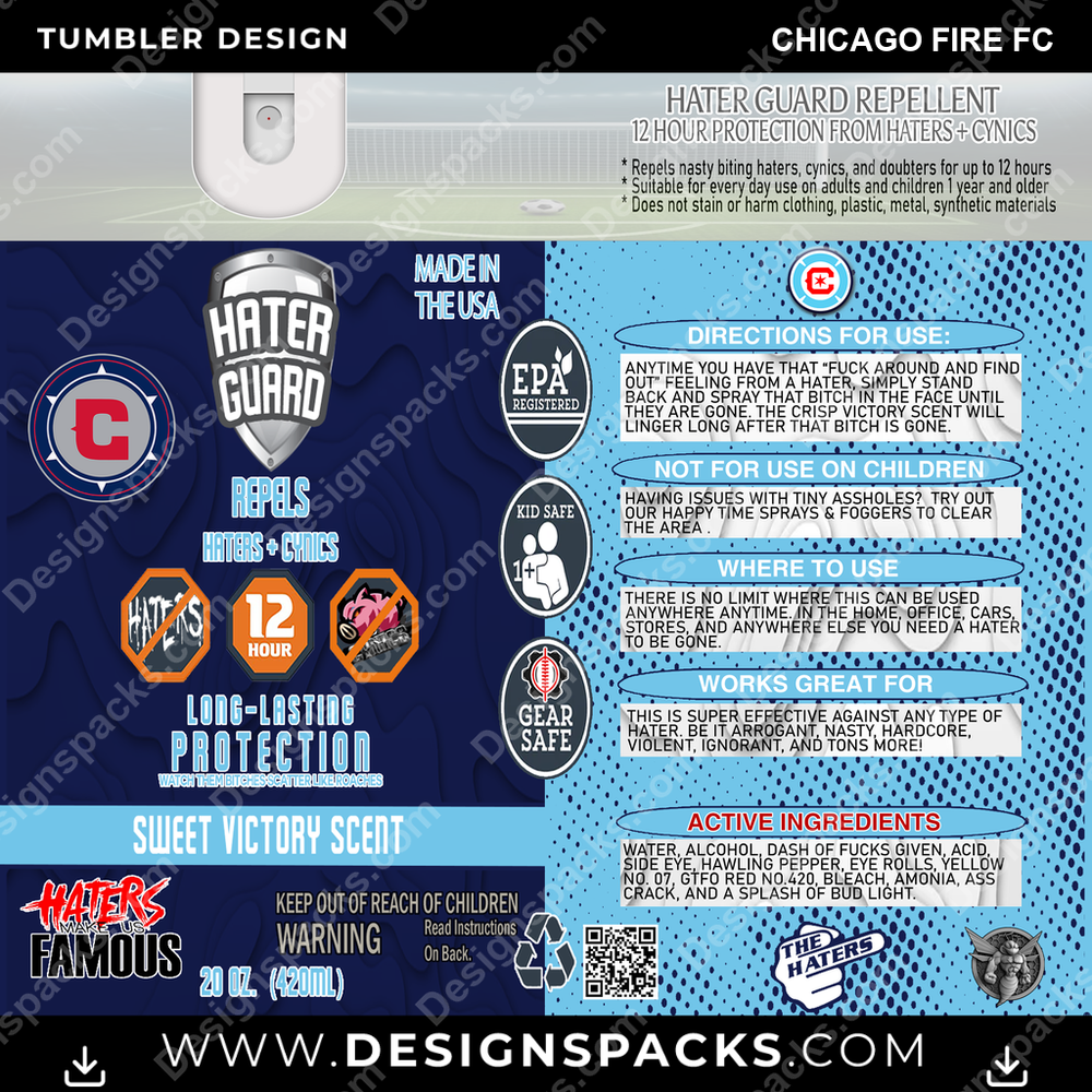 US Soccer Hater Guard Chicago Fire FC Tumbler Digital Wrap Design