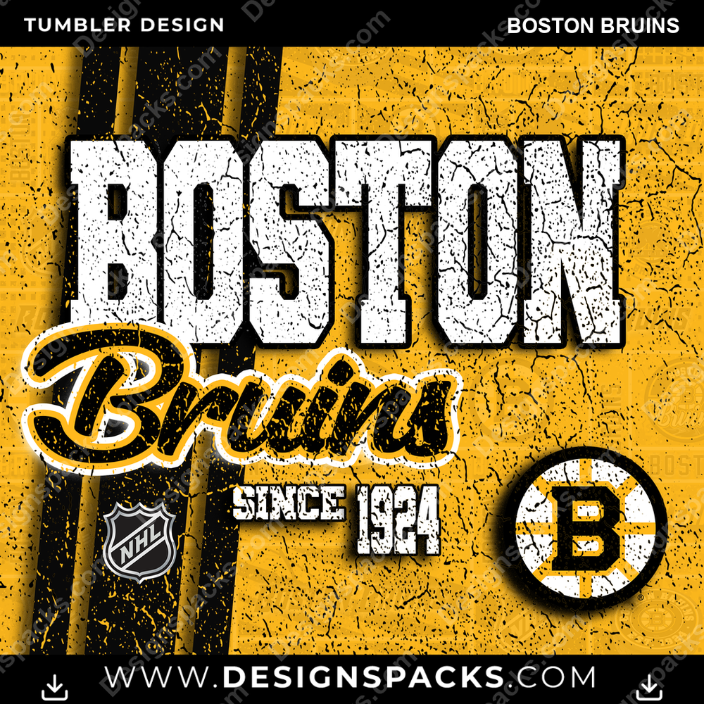 Hockey Grunge Boston Bruins Tumbler Digital Wrap Design